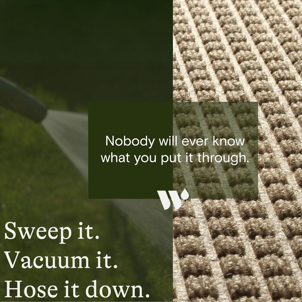 Ridged floral pattern traps water per square yard to reduce moisture transfer.