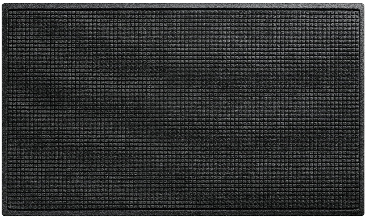 WaterHog Squares Front Door Mat near entrance traps moisture and dirt effectively.