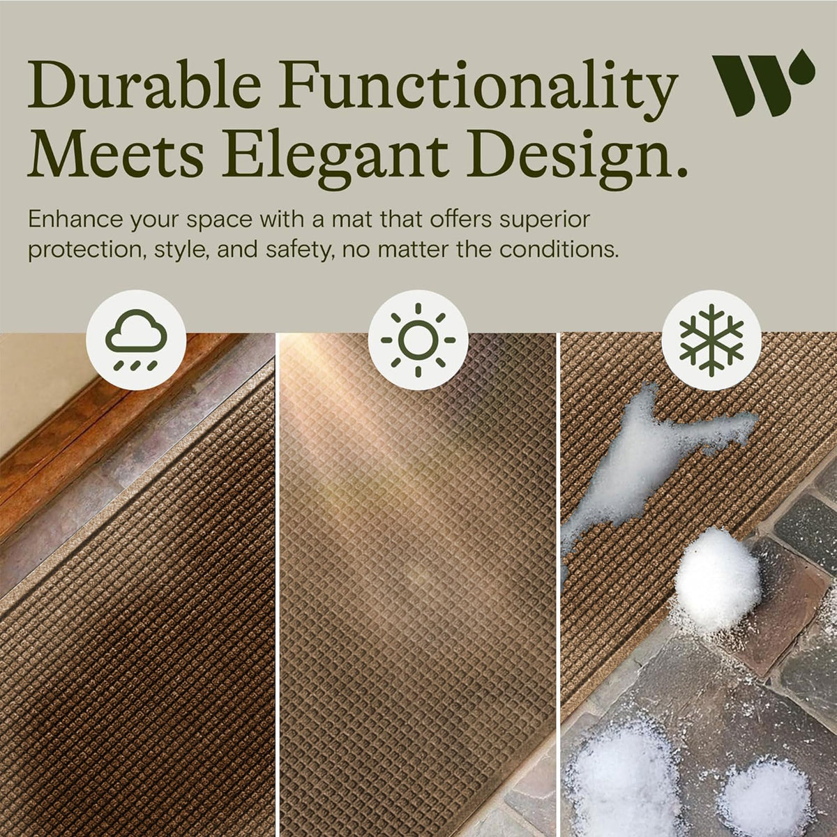 Easy to clean WaterHog mat: shake, vacuum, rinse, and air dry.