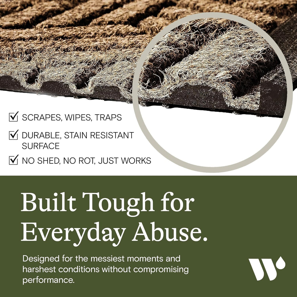 Made in USA WaterHog mat features up to 90% recycled materials for eco-conscious homes.