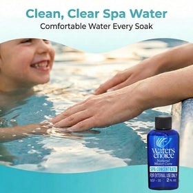 Eco friendly spa care visual featuring Waters Choice product