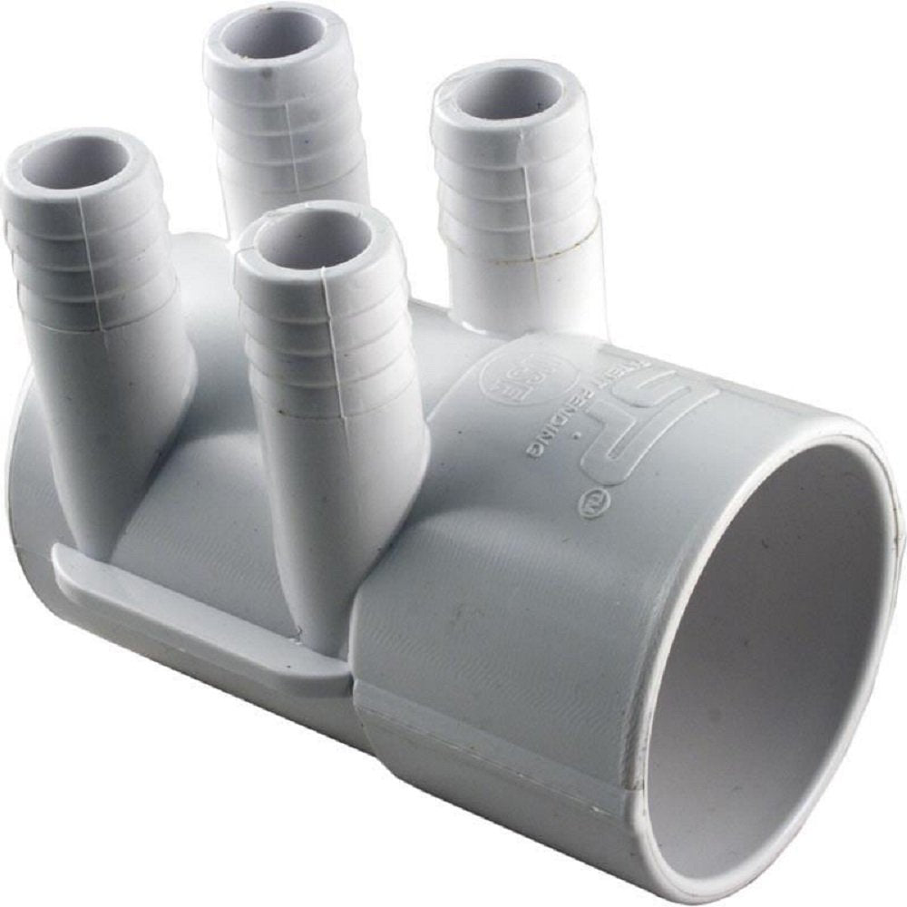 Waterway 2-inch slip dead-end manifold with four ports for pool or spa plumbing.