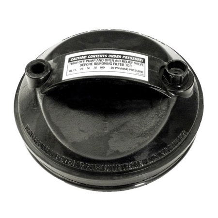 Waterway Plastics 511-1000 filter lid with O-rings and air relief plug ensures a secure, leak-resistant seal.