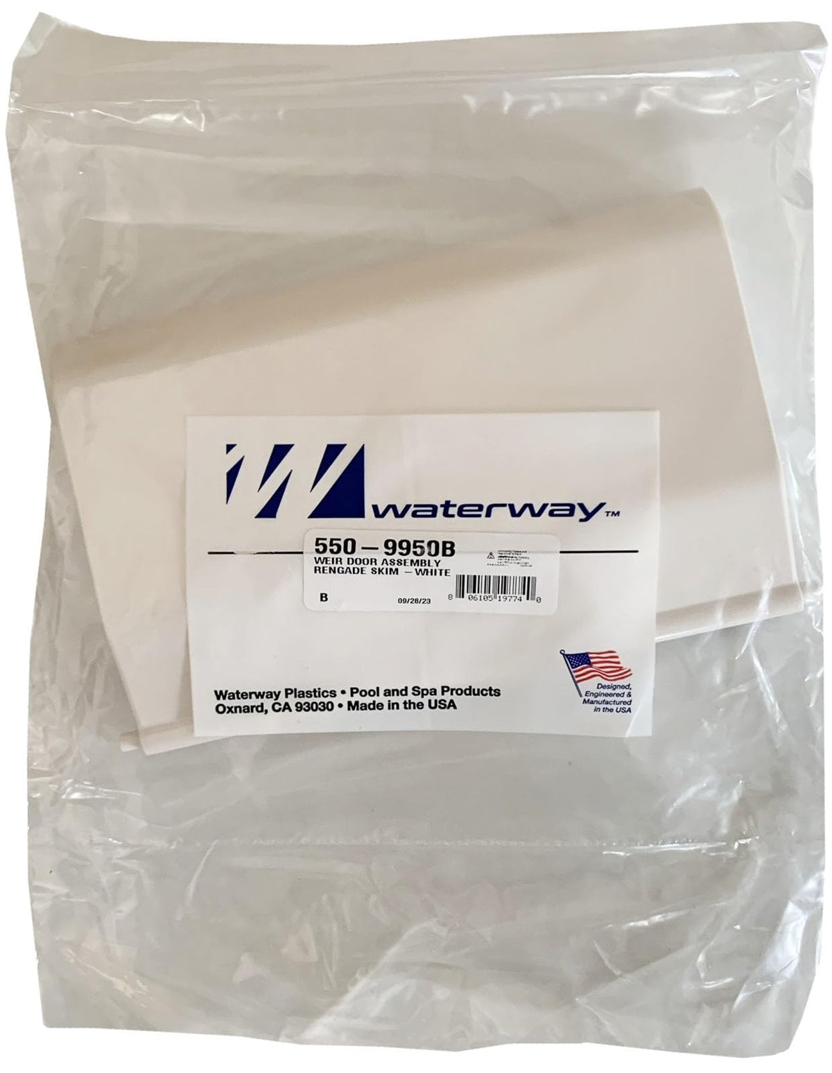 Waterway 550-9950B weir door for Renegade skimmers ensures proper fit and sealing