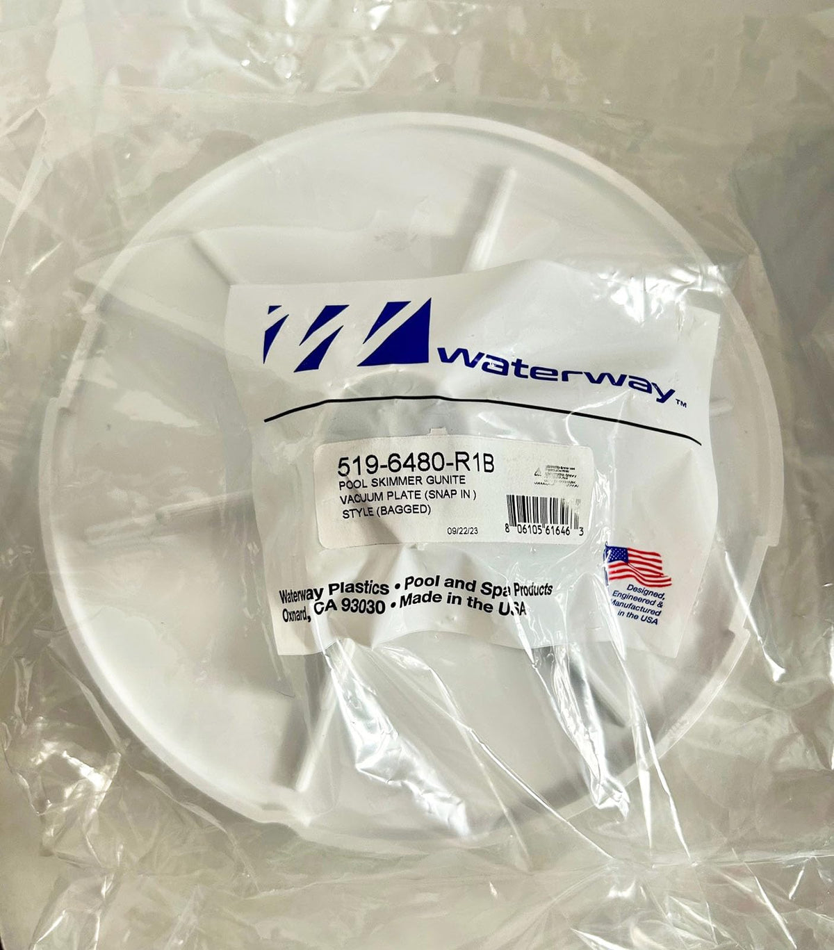 Waterway Renegade vacuum plate fits an 8.25-inch diameter skimmer.