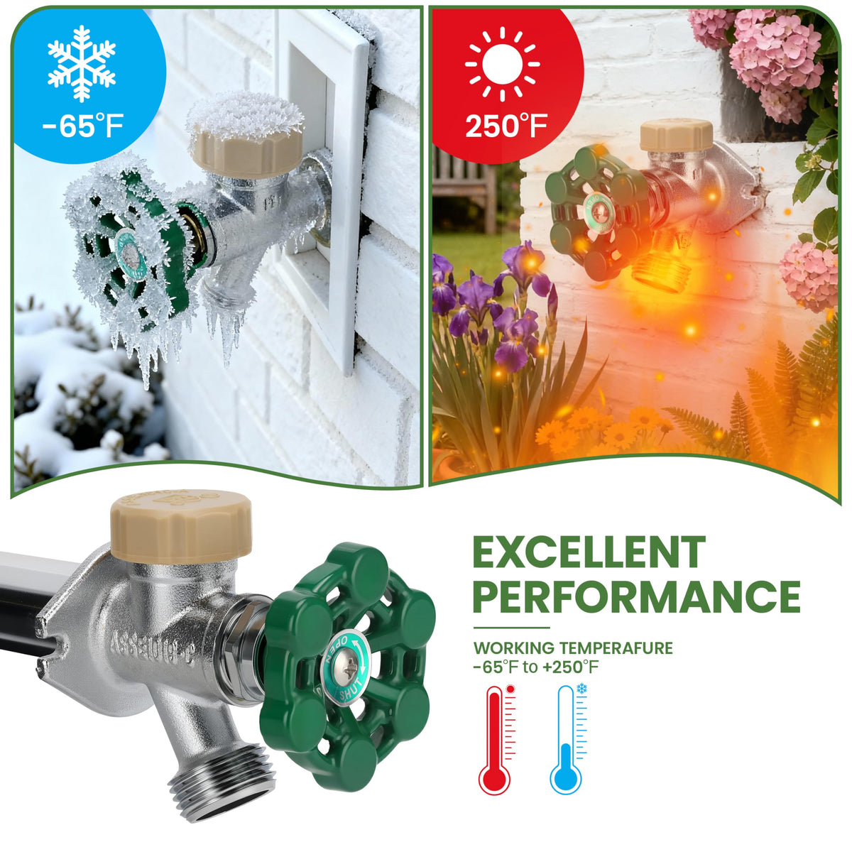 Watflow 12in frost-protection travel reduces pipe stress in cold weather.