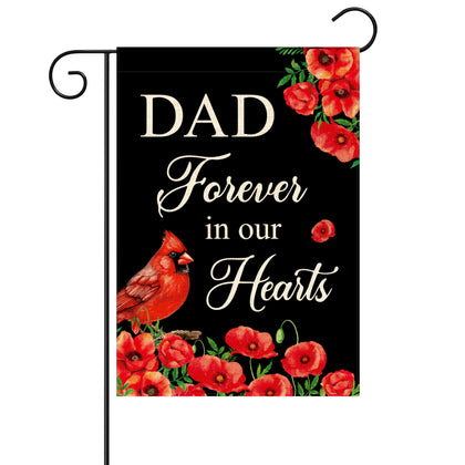 WATINC Dad Forever In Our Hearts flag with floral design for garden display.