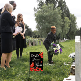 WATINC Dad flag floral and cardinal design conveys sympathy.