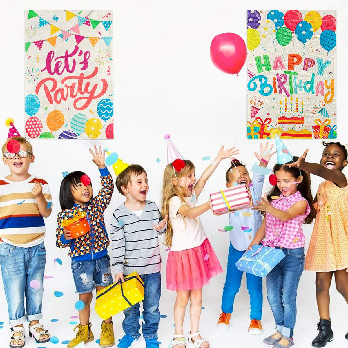 WATINC Garden decor flags create festive yard ambiance for birthdays.