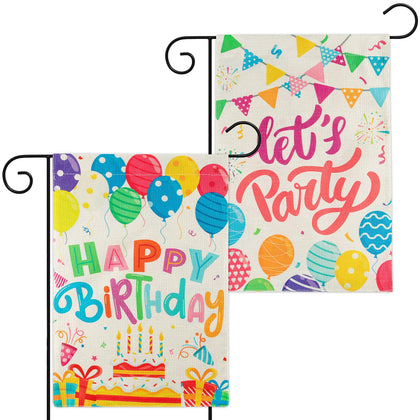WATINC Happy Birthday flag double-sided with balloons for indoor or outdoor party decor.