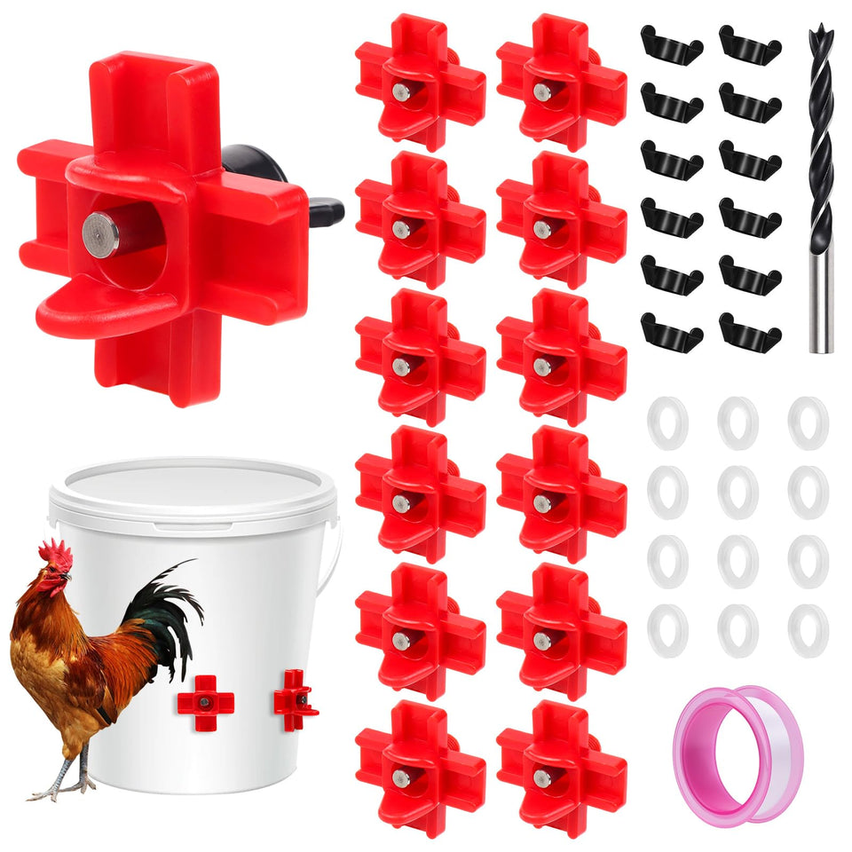 WATMTIN chicken waterer nipples 12-pack for tidy, efficient poultry hydration