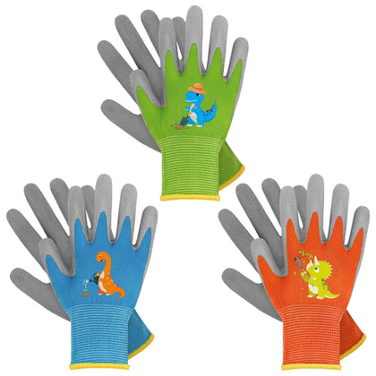 WAWSAM Kids Gardening Gloves with blue unicorn pattern for safe, playful gardening