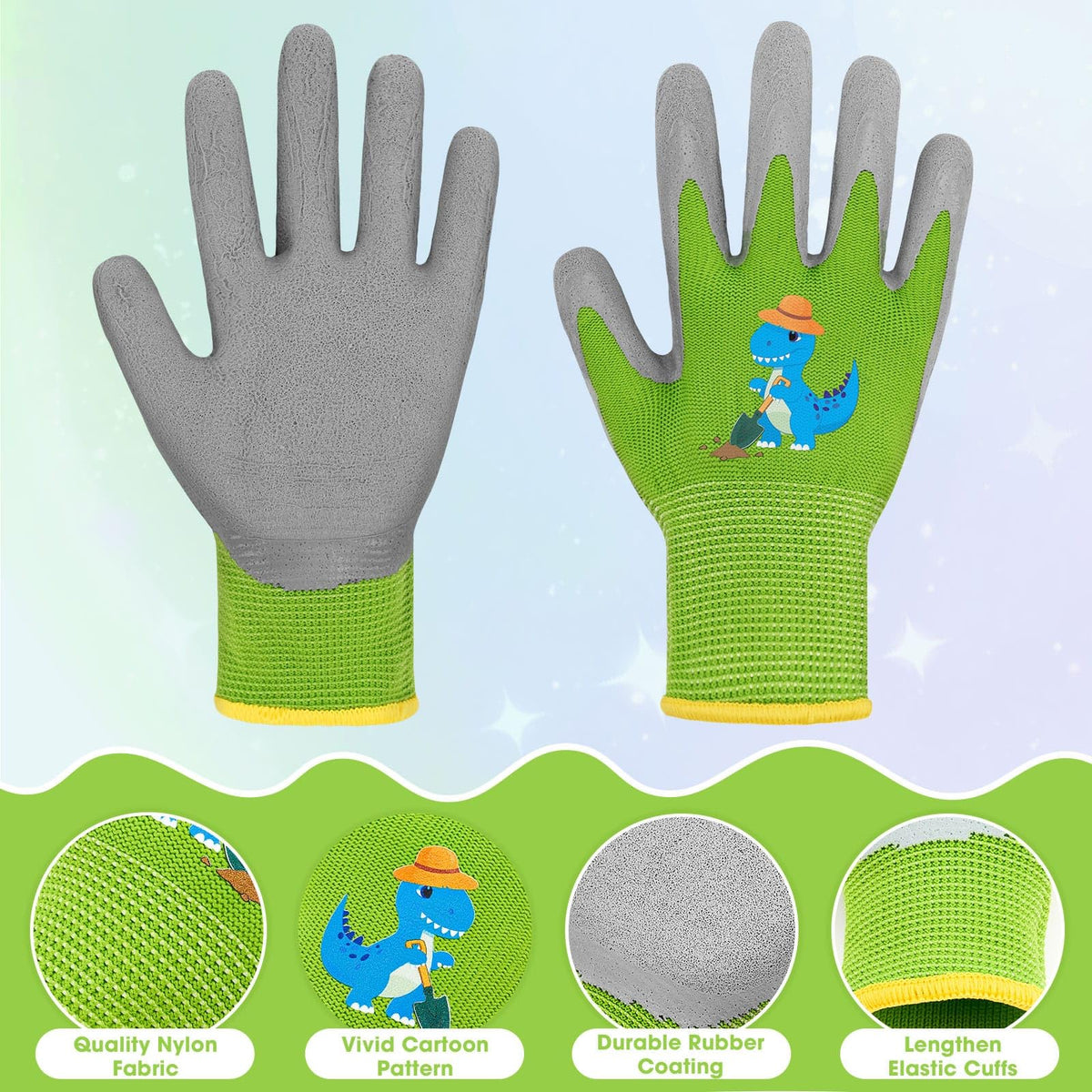 WAWSAM Kids Gardening Gloves with orange unicorn pattern for curious kids outdoors