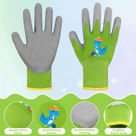 WAWSAM Kids Gardening Gloves with orange unicorn pattern for curious kids outdoors