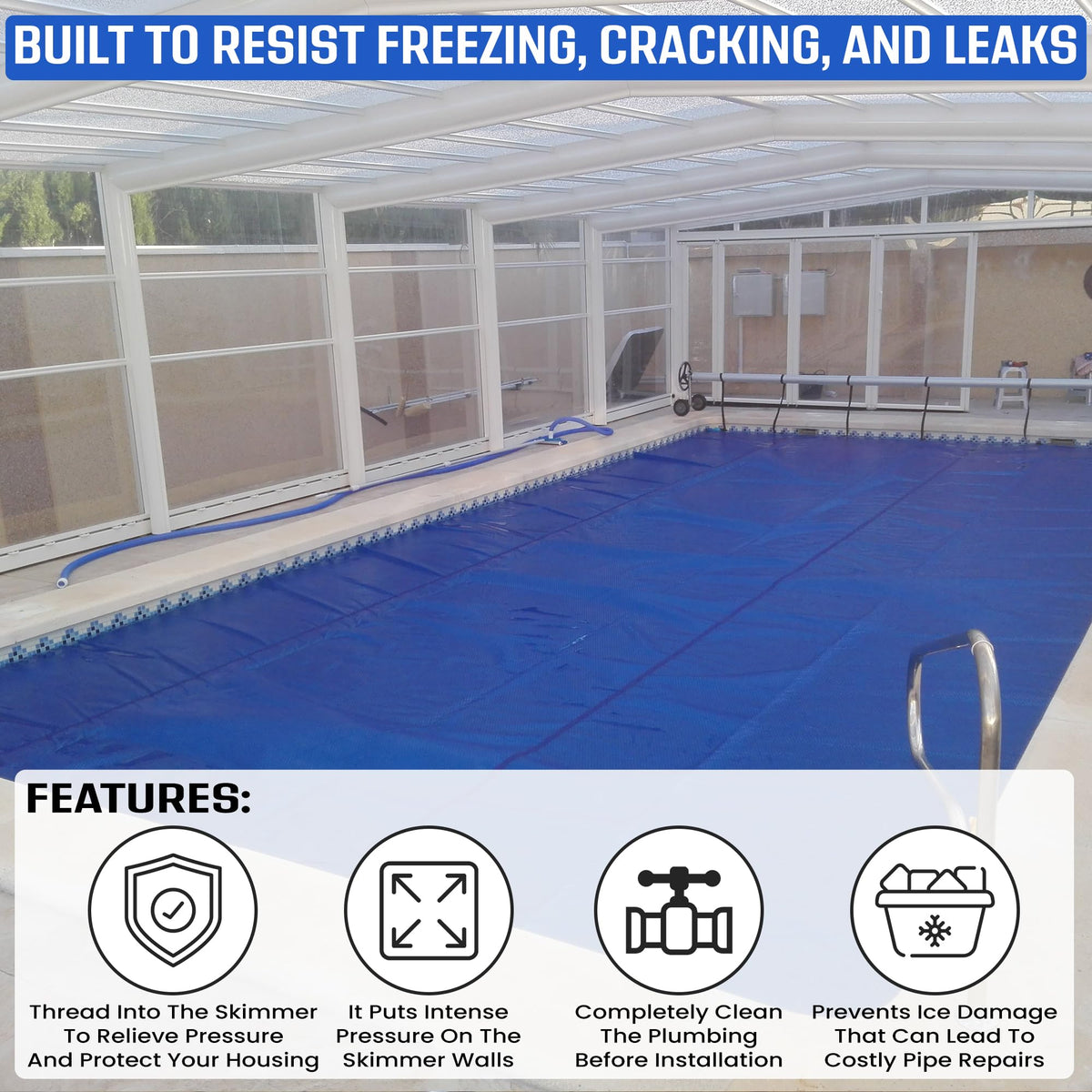 Wave Pool compatible with above-ground and inground pools for easy winterizing.
