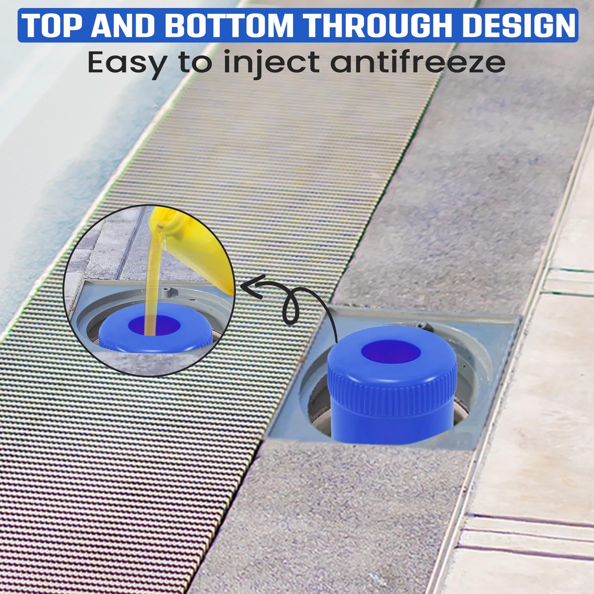 Wave Pool winterizing guard plug protects skimmers during cold months.
