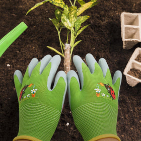 WAWSAM Kids Gardening Gloves green insect pattern nature learning