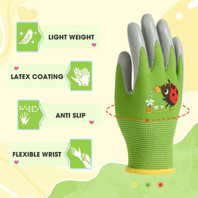 WAWSAM Kids Gardening Gloves yellow insect pattern curiosity and care