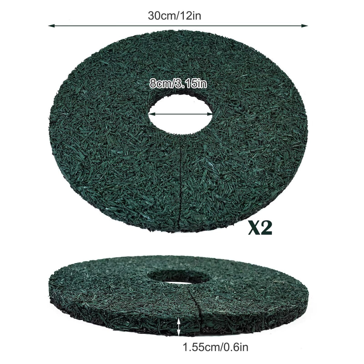 Waybas double-side mulch ring, brown side, soil-like appearance and dig prevention.