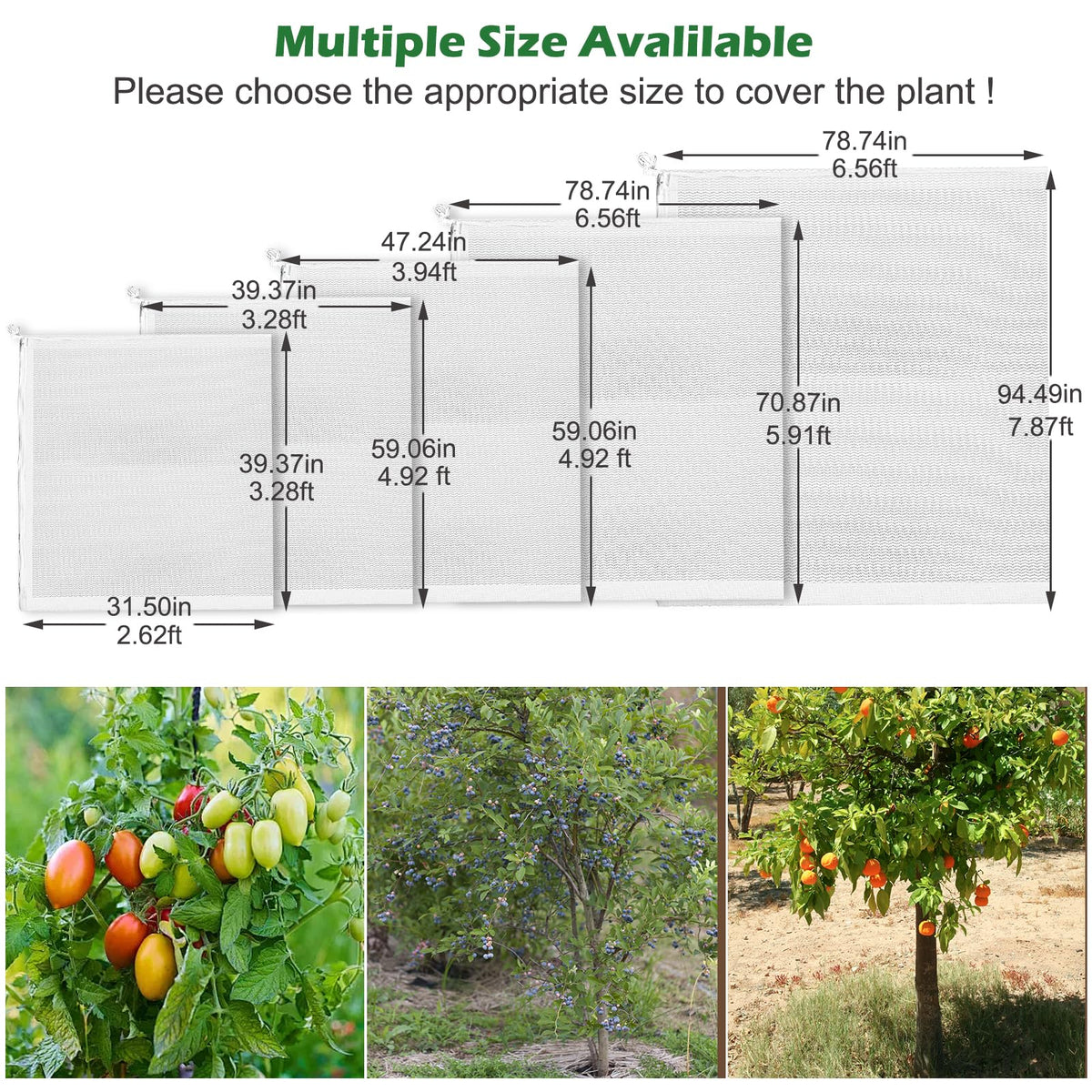 Waybas large fruit netting covers trees while allowing air and sunlight.