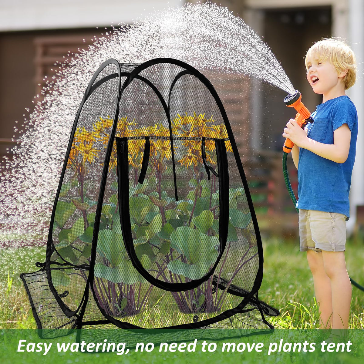 Waybas mesh tent shields flowers and seedlings from pests and nibbling.