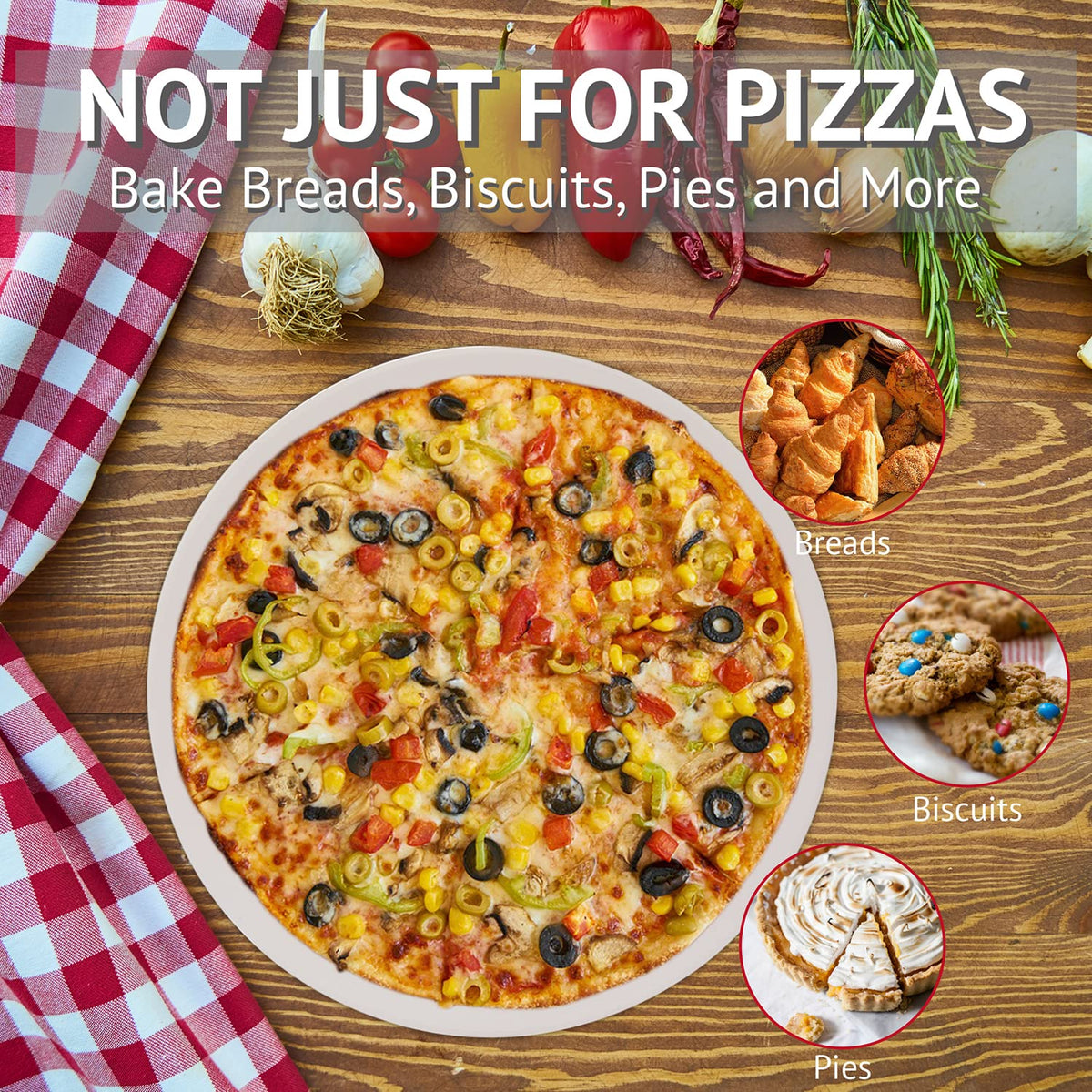Waykea crispier crust pizza stone draws moisture away from dough for oven-baked pies.