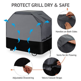 Waykea 56-inch size guide clarifies fitting options for different grills.