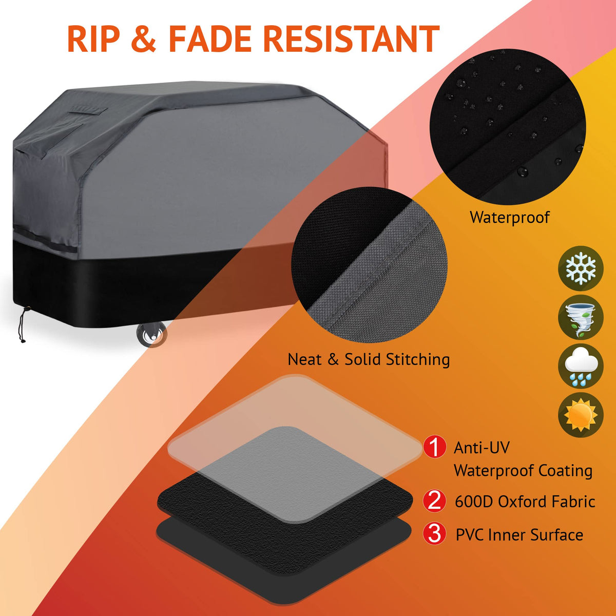 Waykea heavy-duty cover on Weber and Nexgrill showing wide brand compatibility.