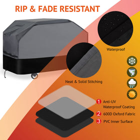 Waykea heavy-duty cover on Weber and Nexgrill showing wide brand compatibility.
