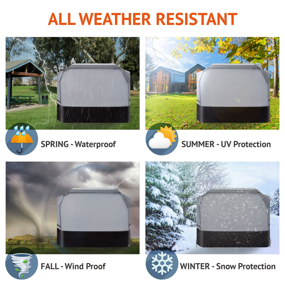 Waykea heavy-duty grill cover 600D Oxford fabric close-up highlighting waterproof coating.