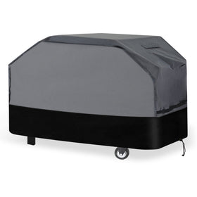 Waykea heavy-duty grill cover 76-inch front view protecting grill from rain and sun.