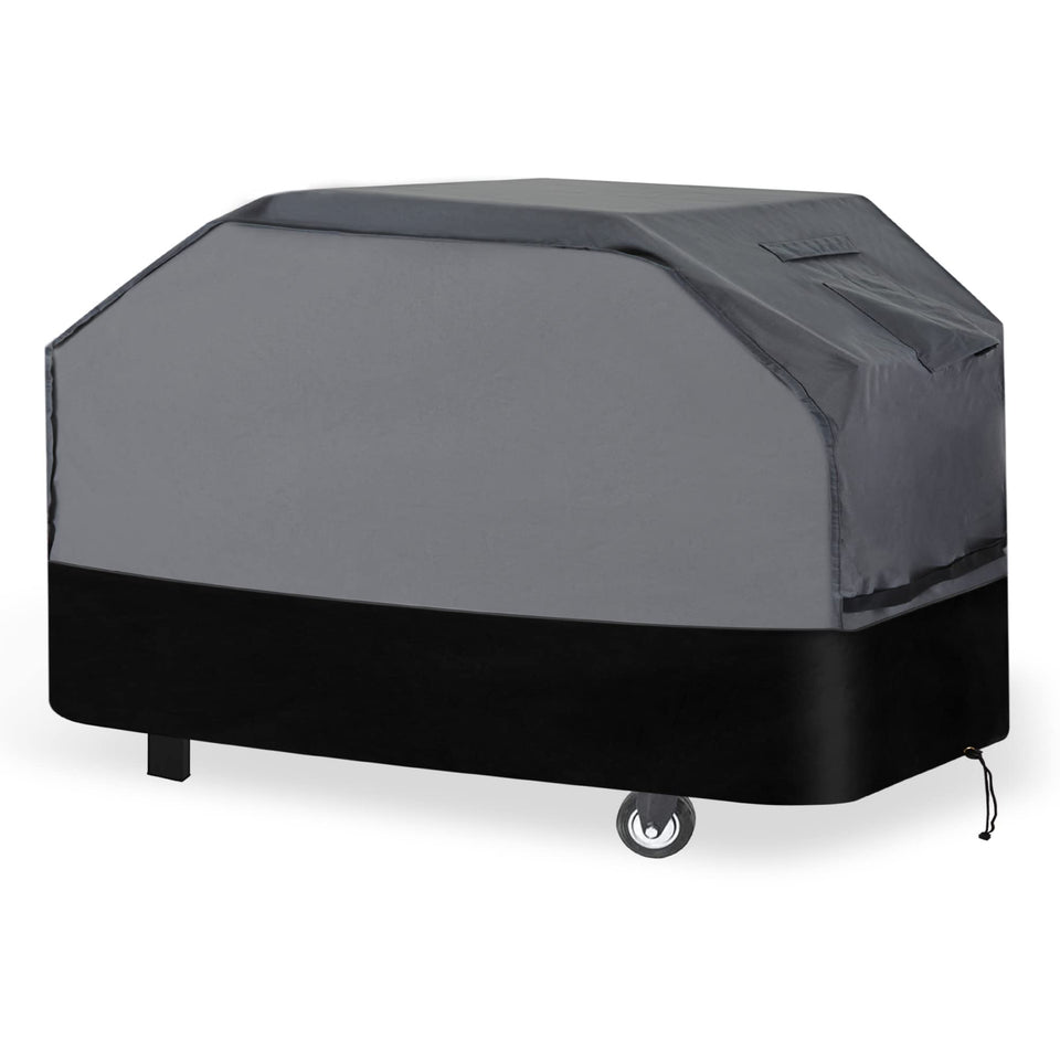 Waykea heavy-duty grill cover 76-inch front view protecting grill from rain and sun.