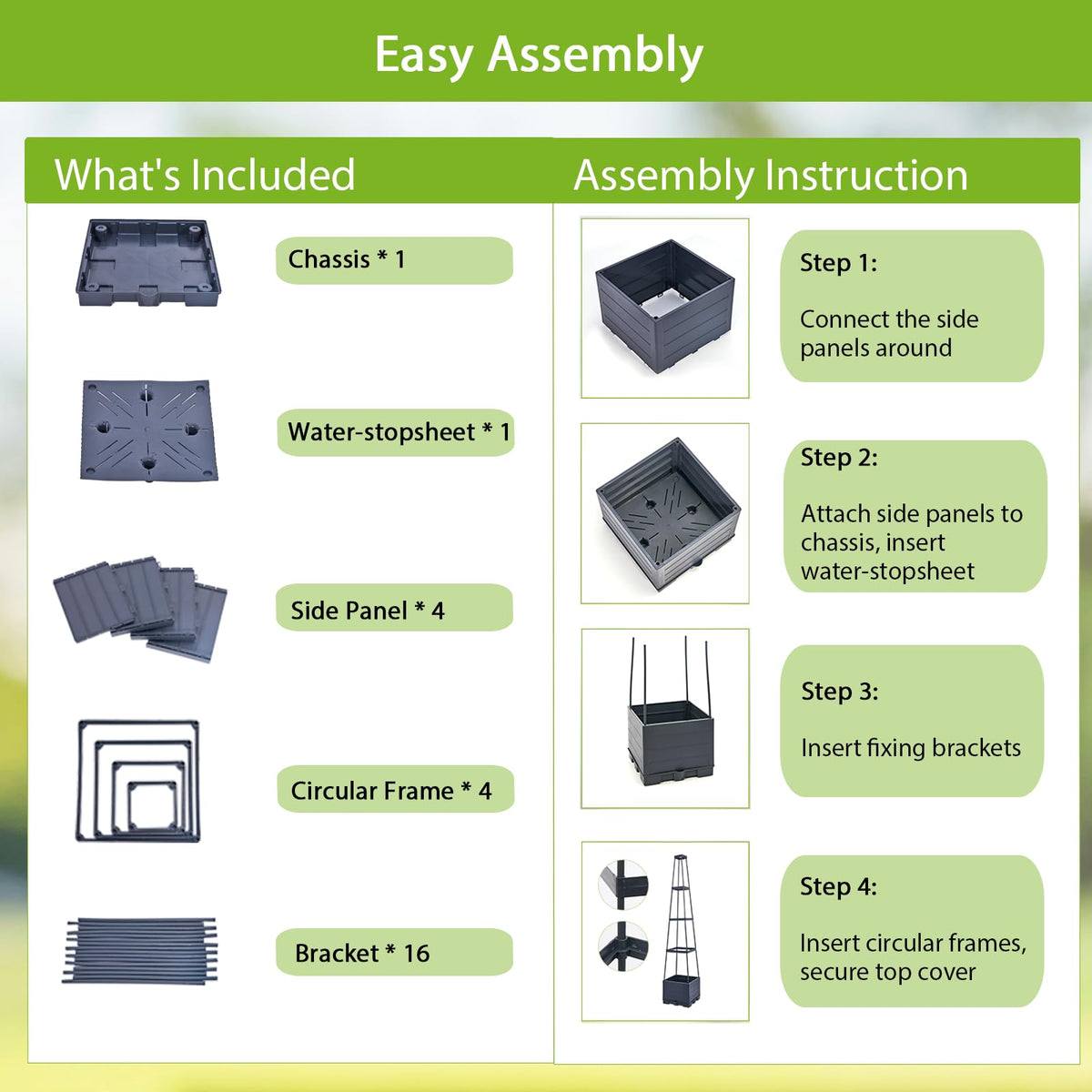 Waylinho durable, crack-resistant plastic keeps planters year after year in sun.