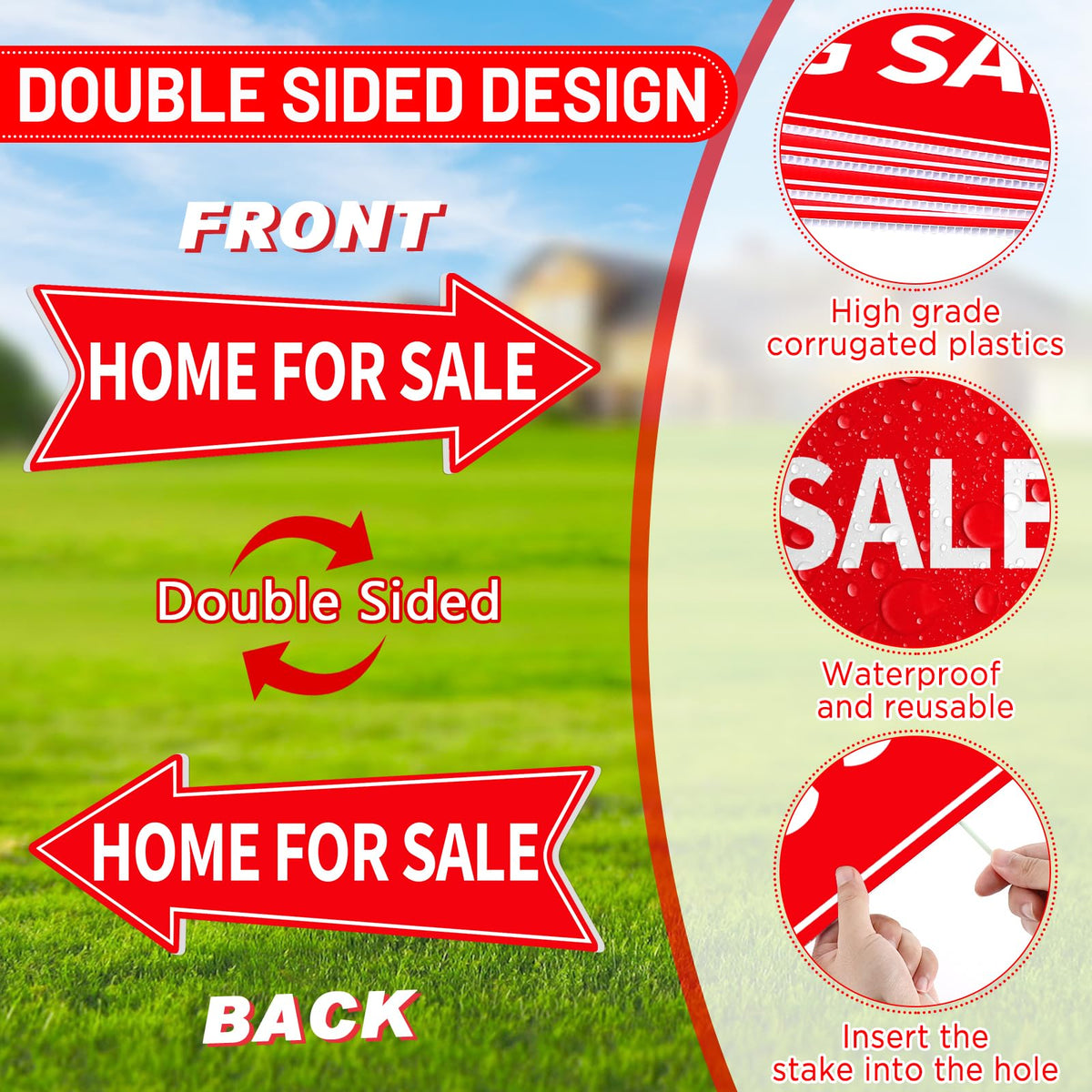 Wayyogh corrugated plastic sign is weatherproof and reusable for multiple listings.