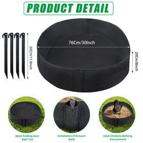 WBCBEC dust bath tub ground stakes stabilize the setup on any coop surface.