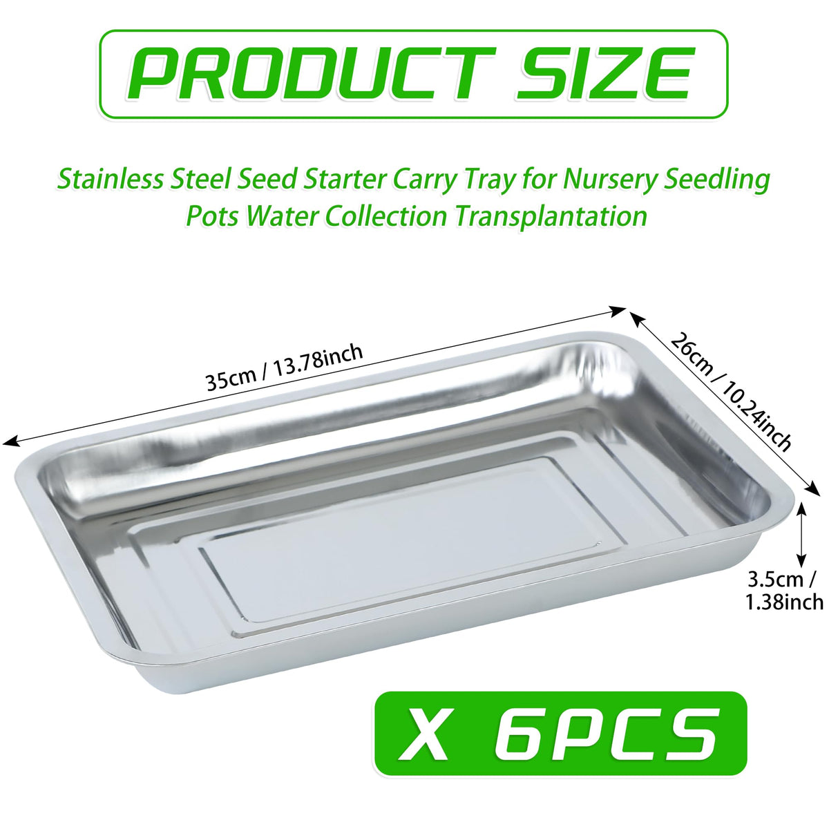 WBCBEC stainless steel seed tray close-up showing rust-resistant surface