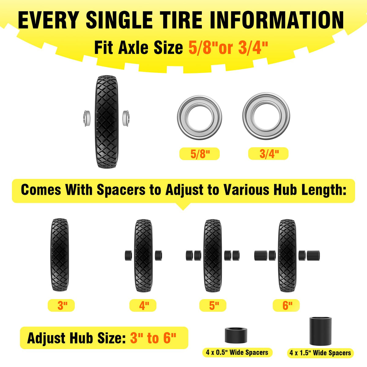 Wbuosz bearing options 3/4 inch and 5/8 inch for fit flexibility