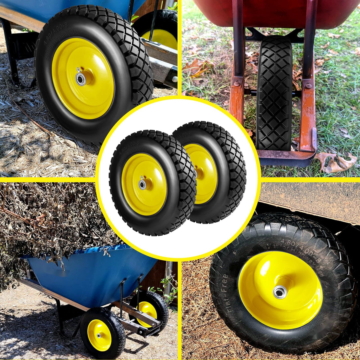 Wbuosz universal-fit tire shown for wheelbarrows, hand trucks, garden trailers