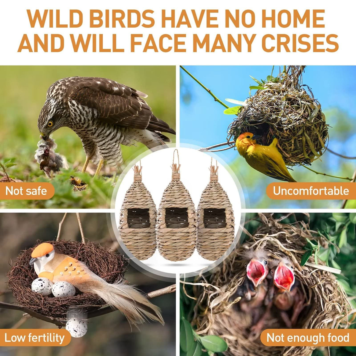 WDEFUN wren finch bird house with compact mounting.