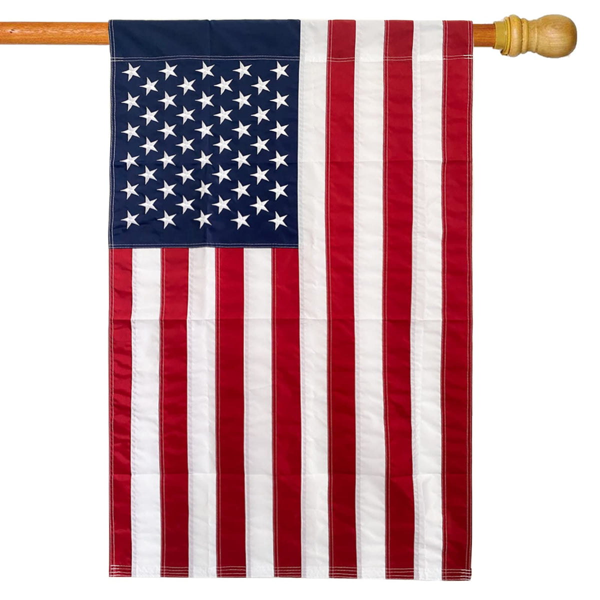 WDGG embroidered American flag with stars for yard display.