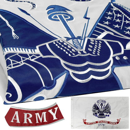WDGG embroidered army flag 3x5 front view with durable double-sided embroidery.
