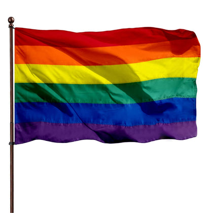 WDGG LGBTQ rainbow flag for outdoor use with sewn stripes and fade resistance