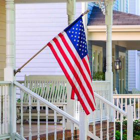 WDGG flag with sewn stripes highlights durable outdoor decor.