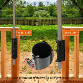 Wdwlbsm adjustable knob umbrella mount shows easy post diameter adjustability for 1.3 to 2 inches