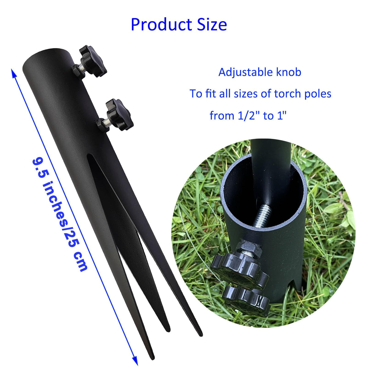 Wdwlbsm durable steel stake with black powder coating.