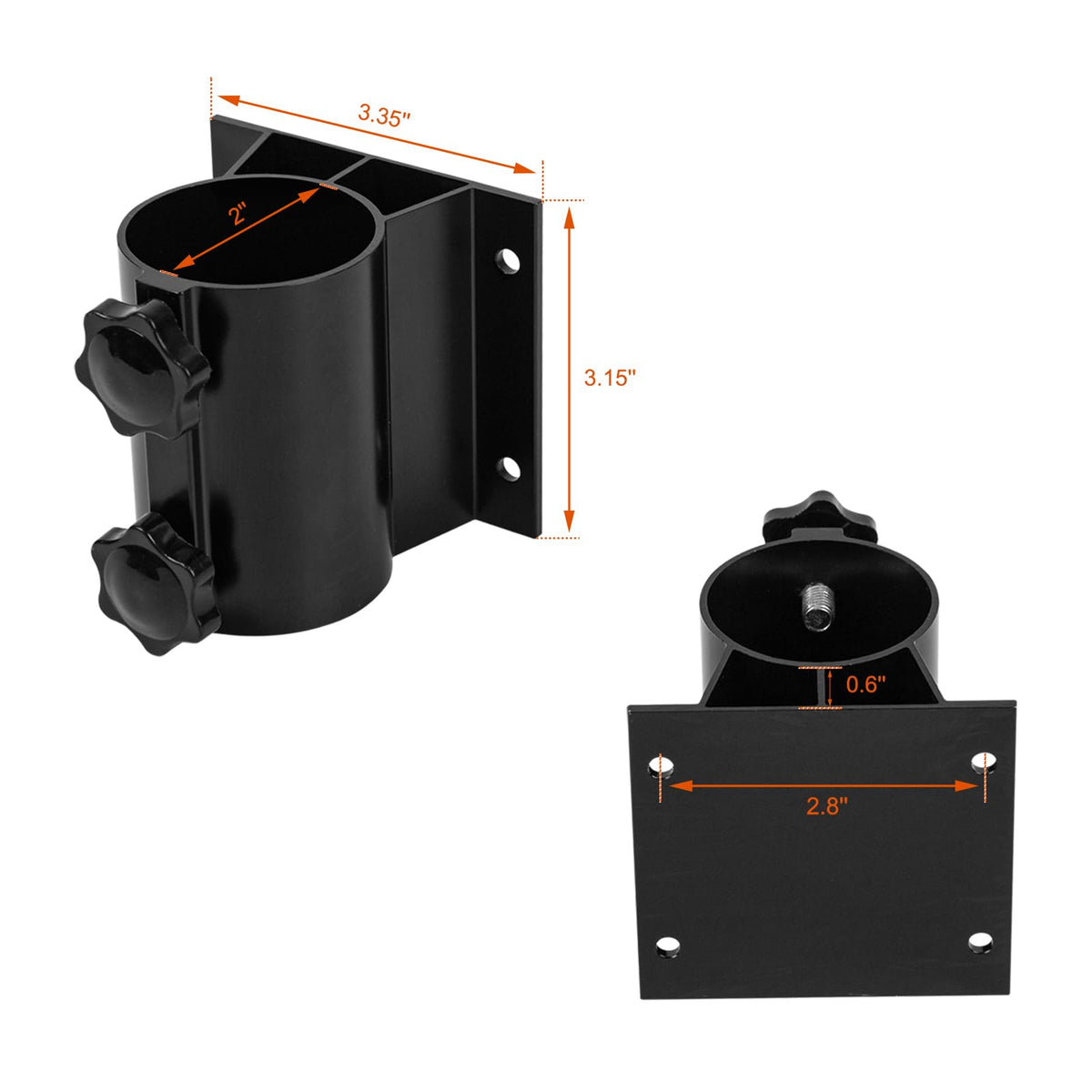 Wdwlbsm adjustable knobs fit poles from 1.3 to 2 inches for versatility.