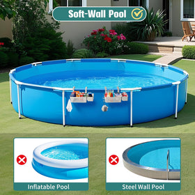WDZREE poolside storage basket with drink holder and hooks for drinks within reach