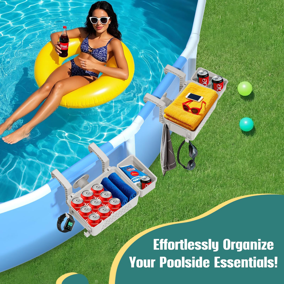 WDZREE poolside storage basket built with UV-resistant materials resisting fading