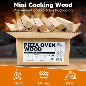 W&E Choice kiln-dried oak logs for steady, even crust cooking.