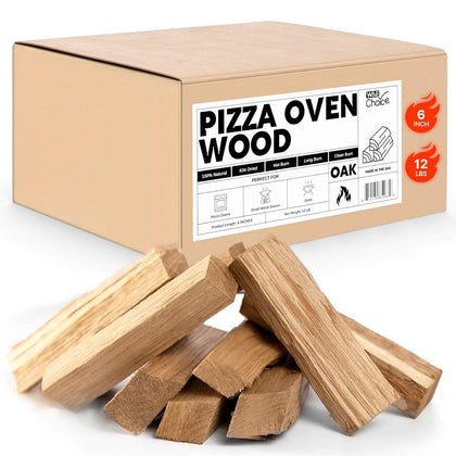 W&E Choice box front view shows compact 12 lb wood for pizza ovens.